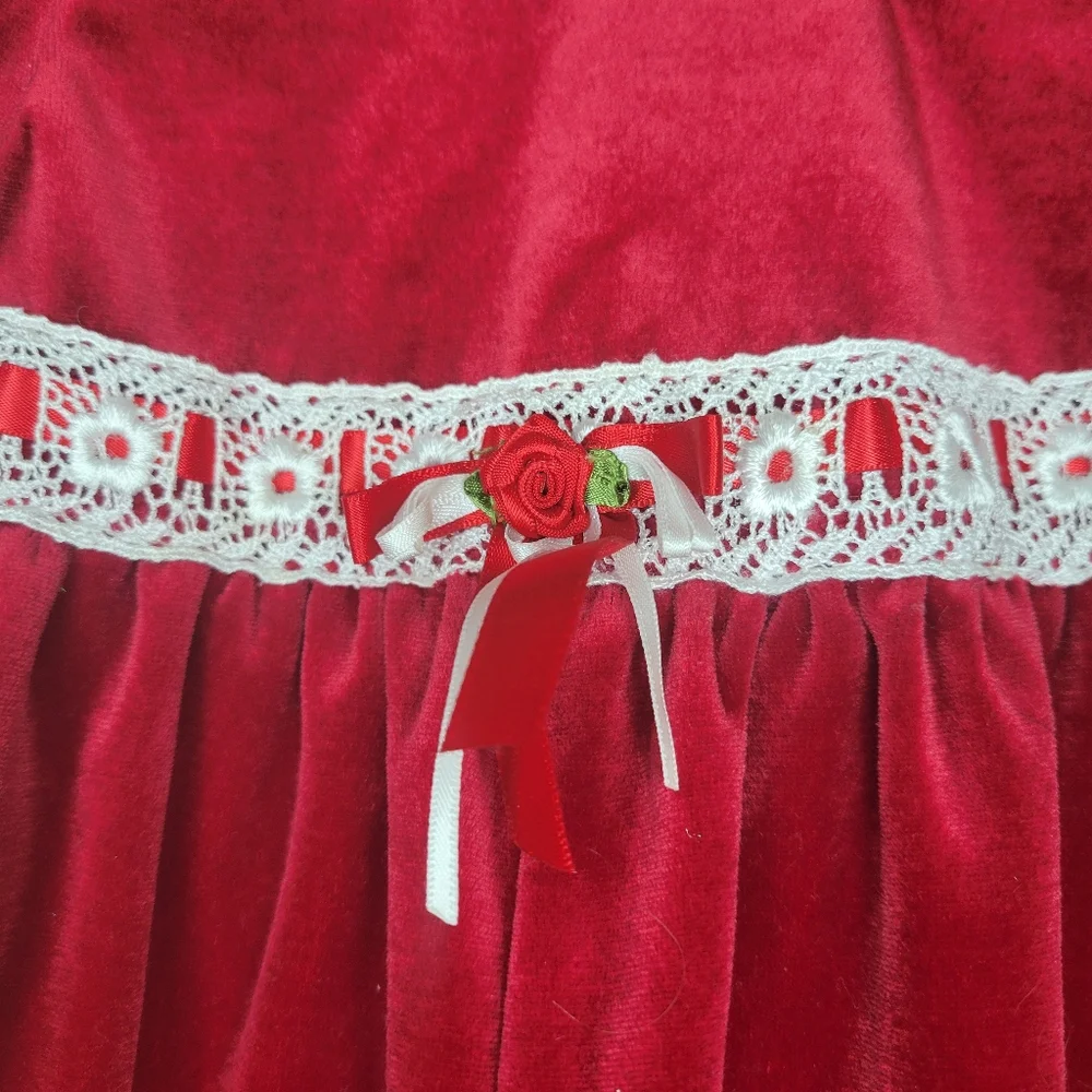 Vintage red velvet baby Christmas jumper, 6 - 9 months